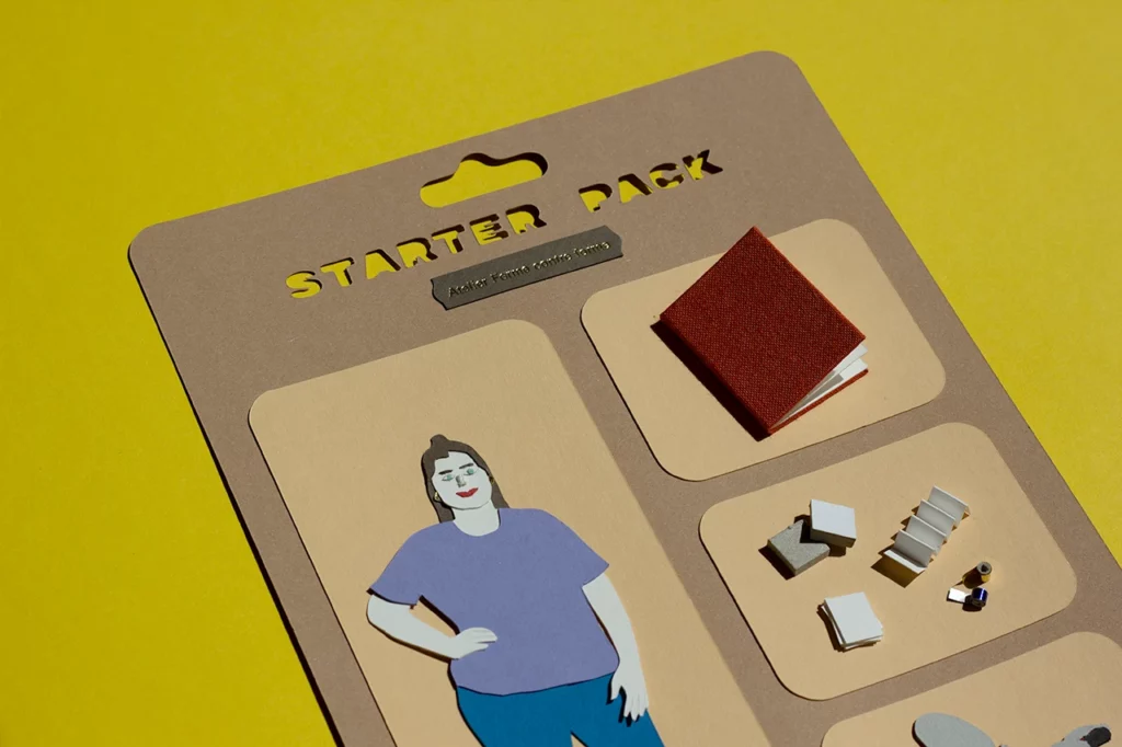Zoom sur mon starter pack artisanal, entièrement fait main et 100% papier dans mon atelier.